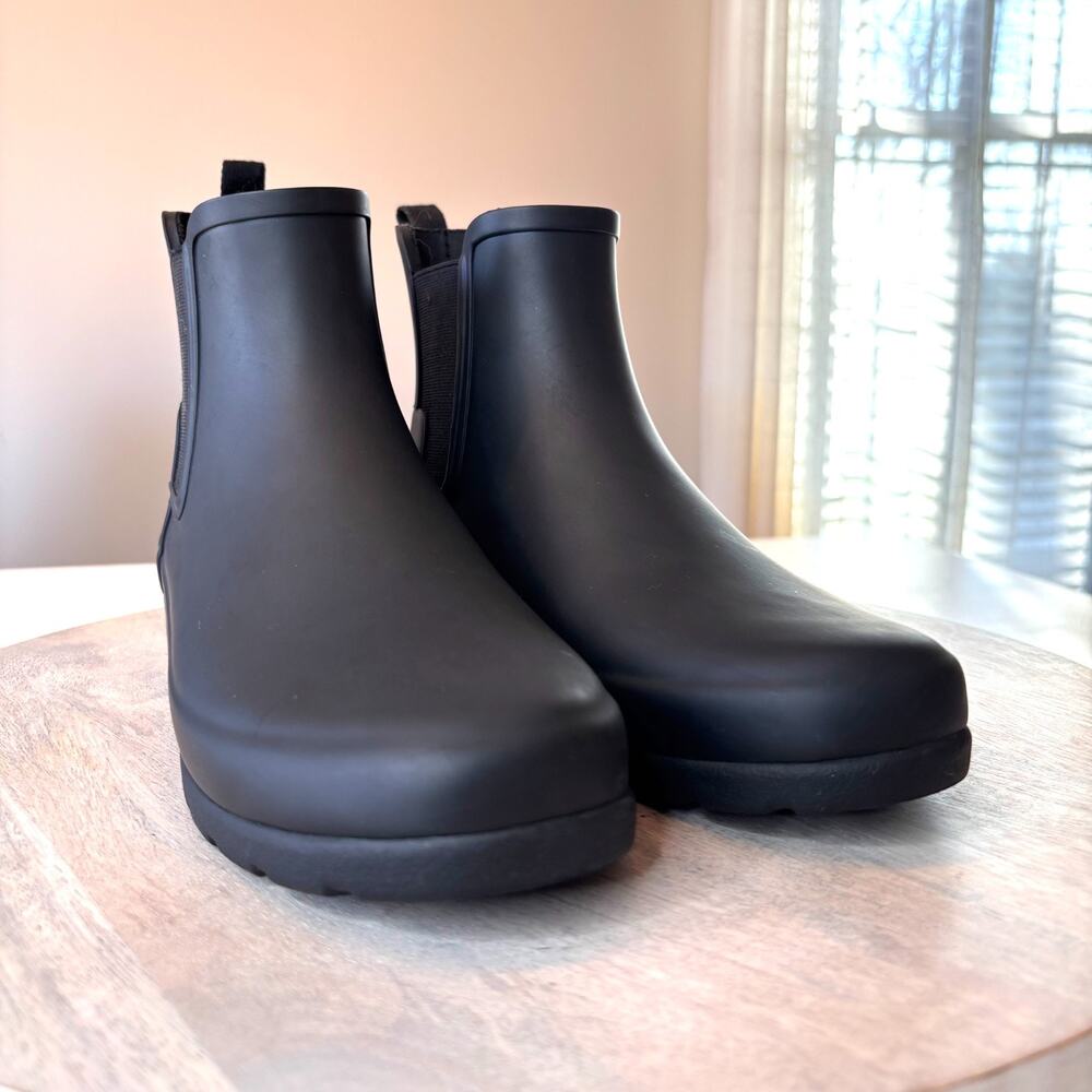 Hunter Original Chelsea Rain Boots Black Waterproof Ankle Women's Size 8 Matte - Picture 5 of 11